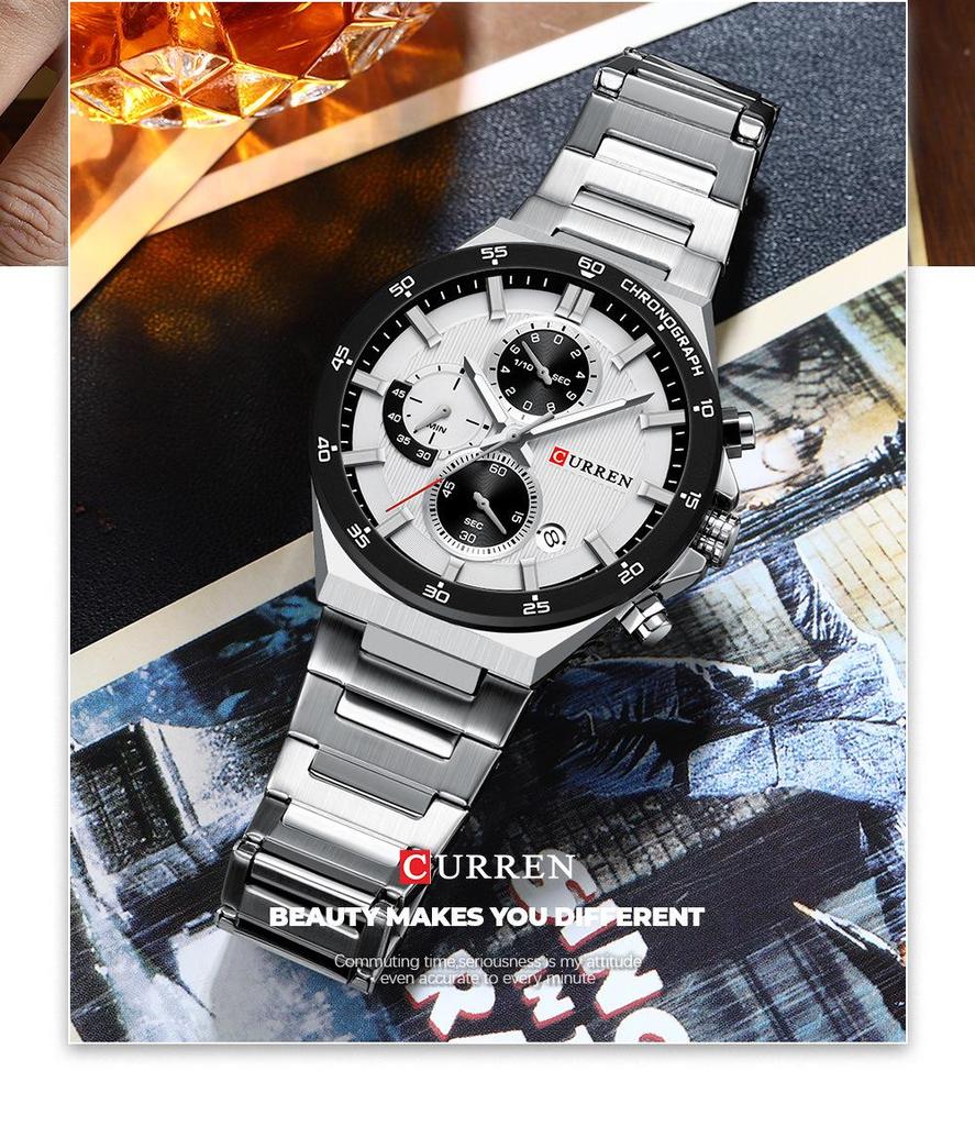 CURREN Karuien 8481 Men's Steel Band Chronograph Quartz Sports Watch