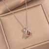 Copper Zirconia Skirt Pendant Necklace - Titanium Steel Classic Clavicle Chain for Women