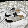 Leather casual bag head half-drag soft-soled Muller one-pedal lazy thick-soled flat-bottomed silver Agande training board shoes women
