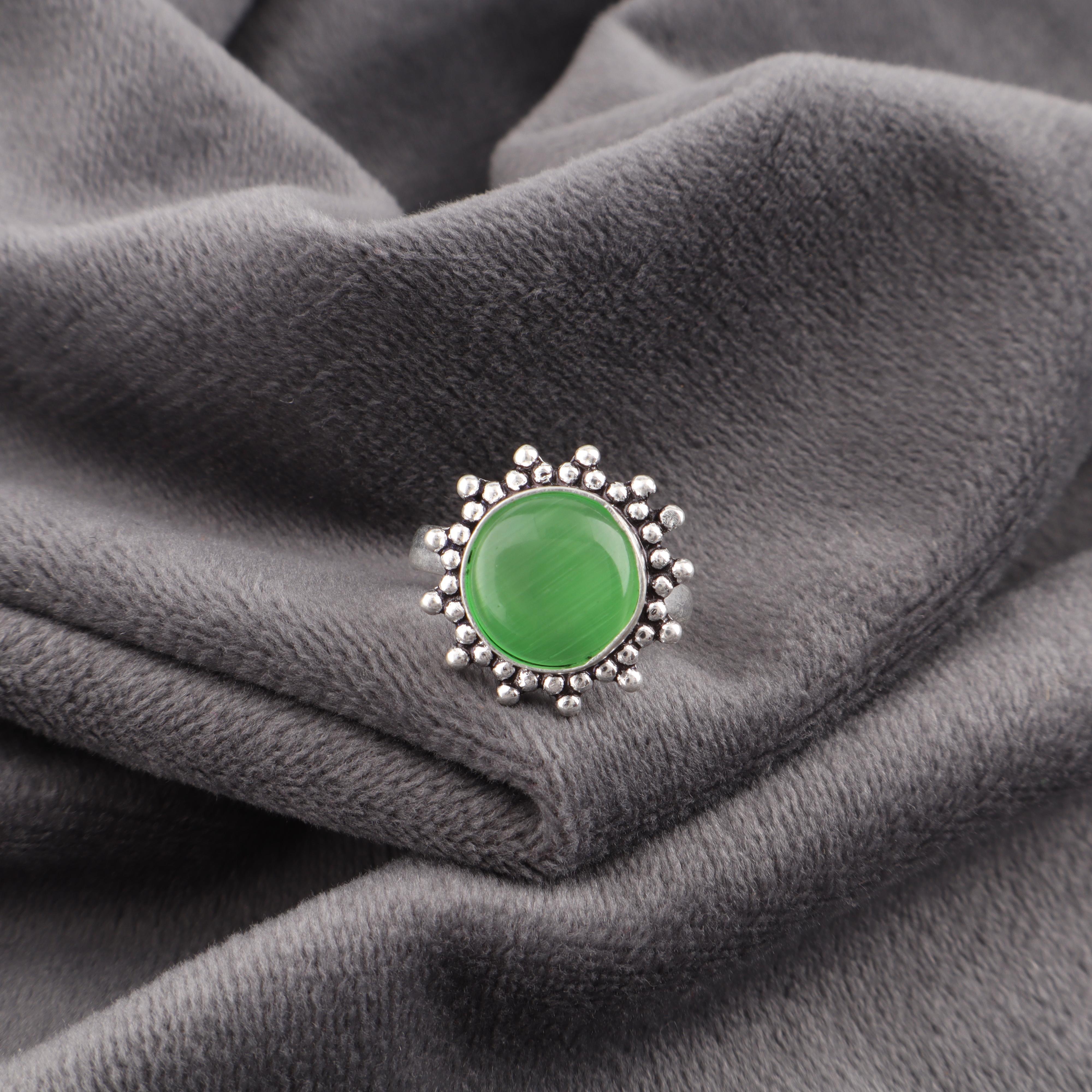 

Green Cat s Eye Gemstone Ring, 925 Solid Sterling Silver Jewelry, Handmade Spiritual Jewelry For Wedding Gift 4 зелений