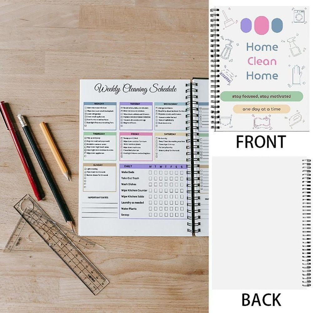 Daily Weekly Monthly ADHD Cleaning Planner Coil Family Cleaning Tasks  for Adults and Teens
