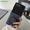 For Z Flip7 360° Rotating Metal Bracket Magnetic Leather Phone Case for Samsung Galaxy Zflip7 Z Flip 7 Wireless Charging Cover