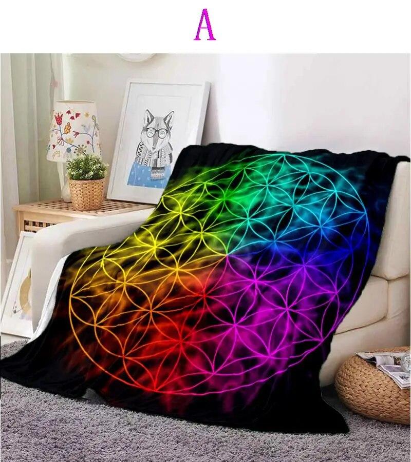 Sacred Planet Geometry Atomite Flower of Life Flannel Warm and Soft Plush Sofa Bed Blanket Throw Blanket   for Picnic