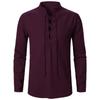 Men's Renaissance Shirt Pirate Medieval Viking Top Cotton Linen Shirts Men Long Sleeved Halloween Costume