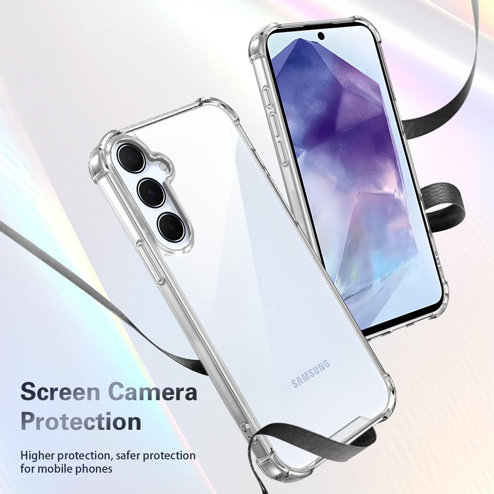 KEYSION Průhledné nárazuvzdorné pouzdro se čtyřmi rohy pro Samsung A55 5G A35 Měkké TPU+PC Průhledný zadní kryt telefonu pro Galaxy A15 4G 5G