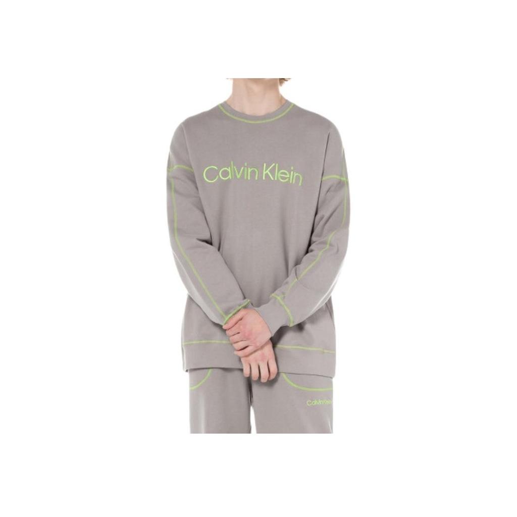 Calvin Klein Future Shift Letter Embroidered Crew Neck Loose Long Sleeve Sweatshirt Men sweatshirt Satellite-Gray NM2458-PET