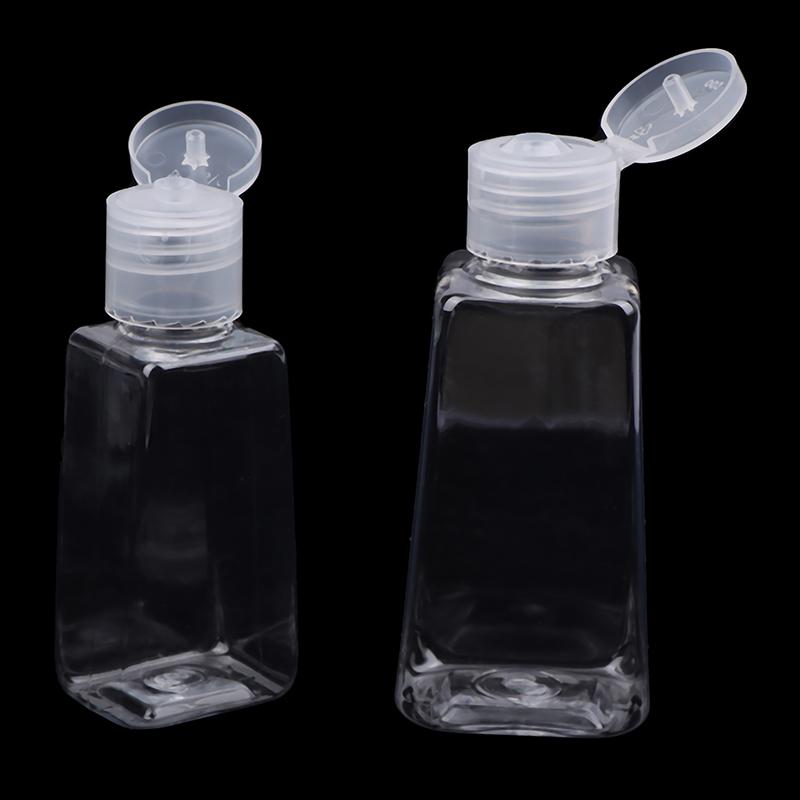 10Pcs 30/60Ml Trapezoidal Plastic Hand Sanitizer Bottles Dispenser Transparent Gel Reffillable Bottle Container With Filp Cap