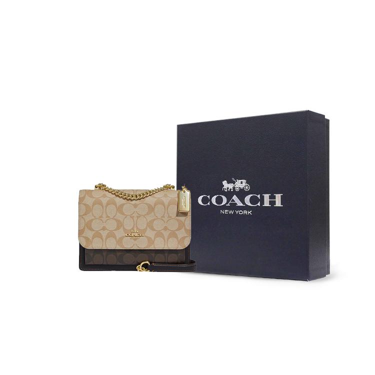 New COACH Klare Patchwork Cow Leather Small Square Bag Shoulder Bag Crossbody Bag Regular Women's Light Khaki & Brown CD866-IMUOH