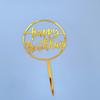 Acrylic Gold Mirror Happy Birthday Cake Toppers Reusable Cake Decorations for Birthday Party Supplies
