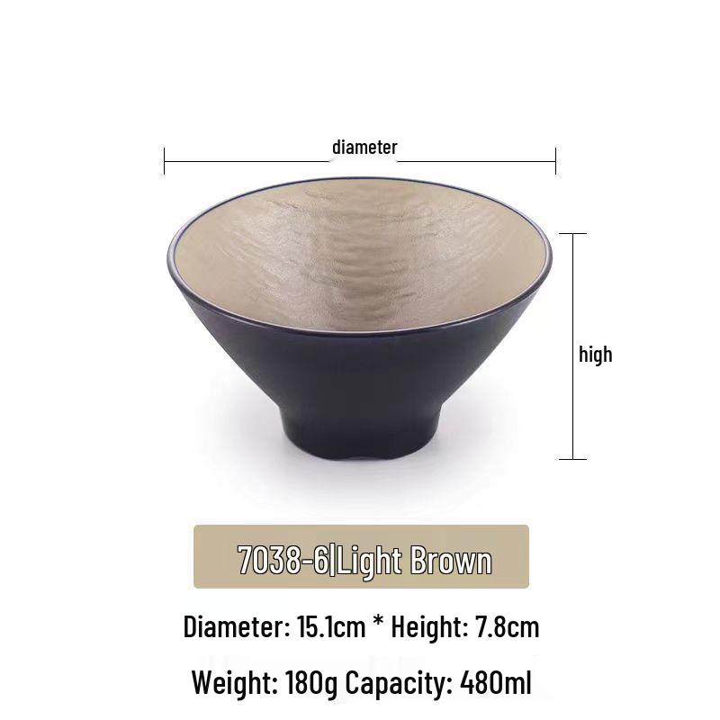 Melamine Japanese Conical Hat Bowl - Large Plastic Soup, Rice, and Noodle Bowl
