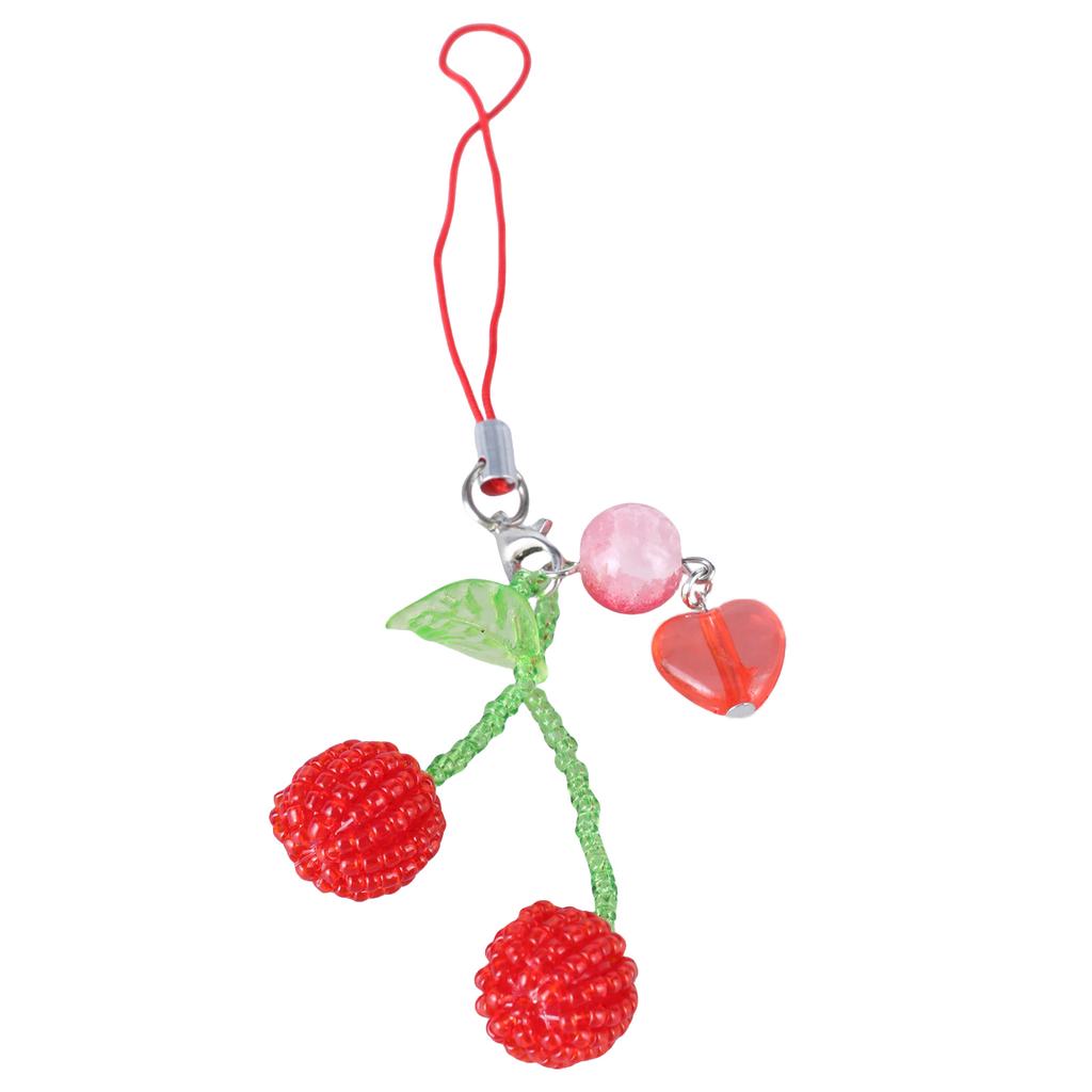 Sweet Phone Chain Strap Lanyard Beaded Cherries Pendant Phone Charm Hanging Decoration Cute Phone Accessories