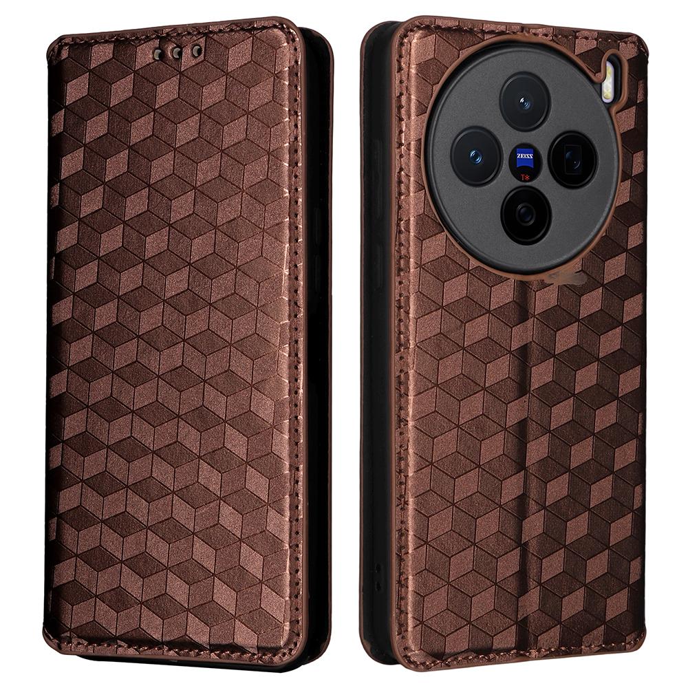 Leather Case for Vivo X200s 5G Wallet Rhombus Imprinted Phone Cover