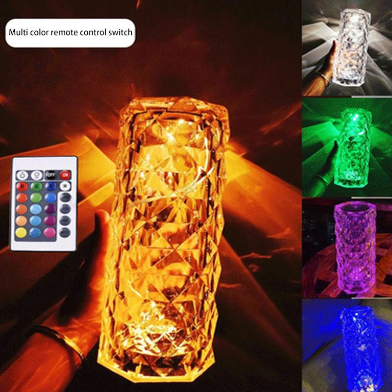 Crystal Table Lamp LED USB Rose Diamond Desk Lamps Touch Switch With Bluetooth Speaker For Bedroom Bedside Night Lights Decor