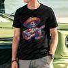 Day of The Dead Fun Tee Sombrero Skeleton Guitar Printed Tshirt Mexican Festival Casual Style Cotton Tops Retro Unisexs Clothing