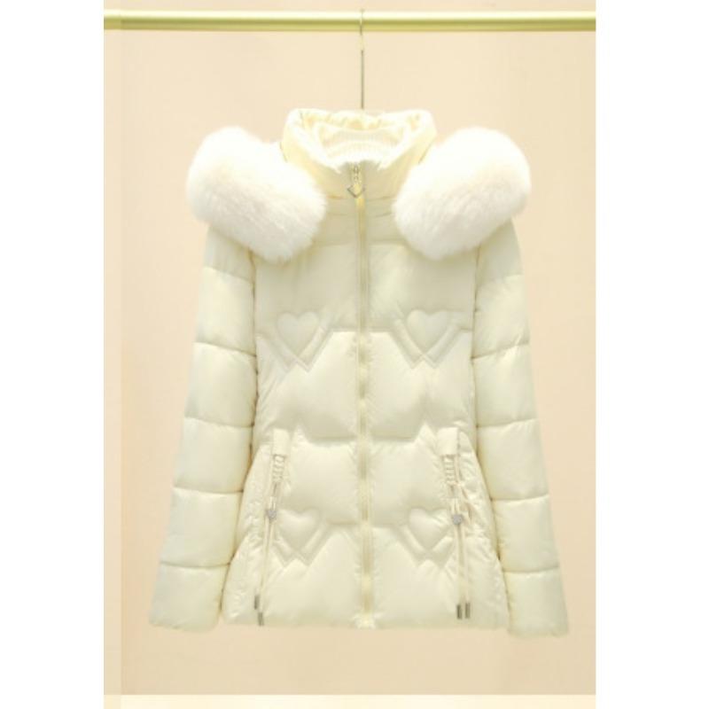 New big fur collar short slim and thin cotton-padded coat women's removable hat student jacket cotton-padded jacket