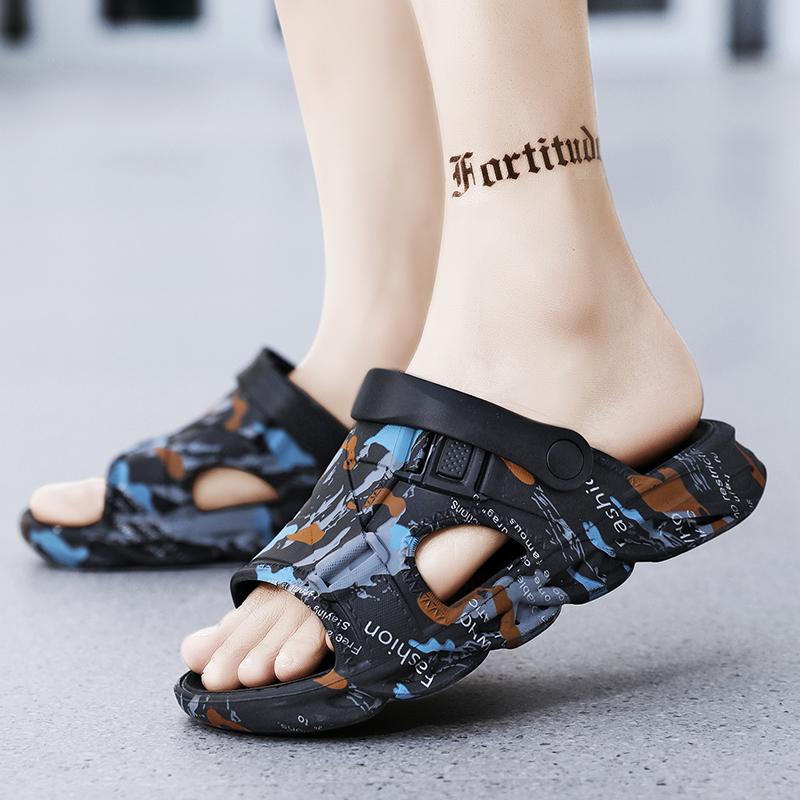 Модные мужские уличные домашние тапочки на толстой подошве — фото 4