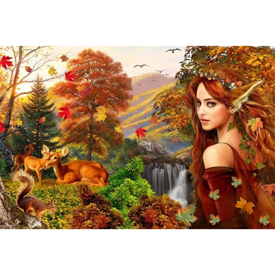 2024Diy 5d Diamond Painting Landscape and Women's Embroidery Mosaic Full Round Square Diamond Cross Embroidery Home Decoration