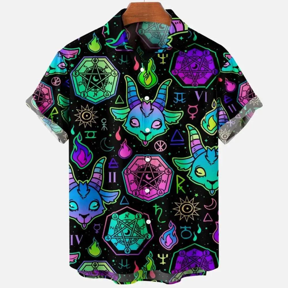 Demonic Horror 3D Printed Hawaiian Shirt Men's Loose Breathable Summer Short Sleeve