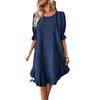 2025 Spring/Summer Women's Retro Cotton-Linen Mid-Sleeve Loose Swing Dress