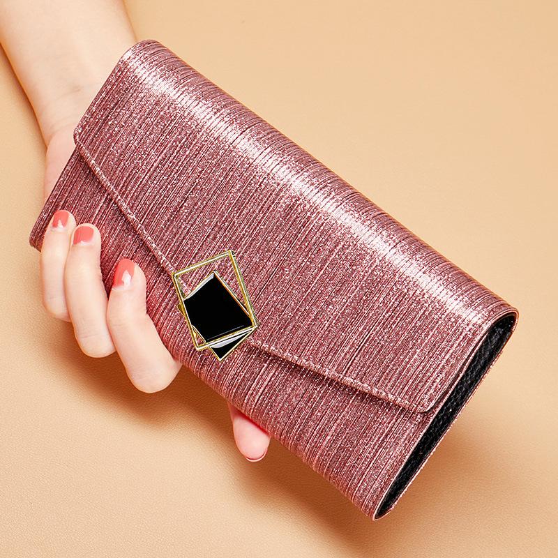 Portefeuille Long en Cuir Véritable pour Femme 2025 - Haut de Gamme, Design Exquis, Simple et Luxueux Fermeture Éclair Cuir de Vache