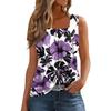 Square Collar Tank Top Women Print Tank Tee Casual Loose Fit Sleeveless Shirt