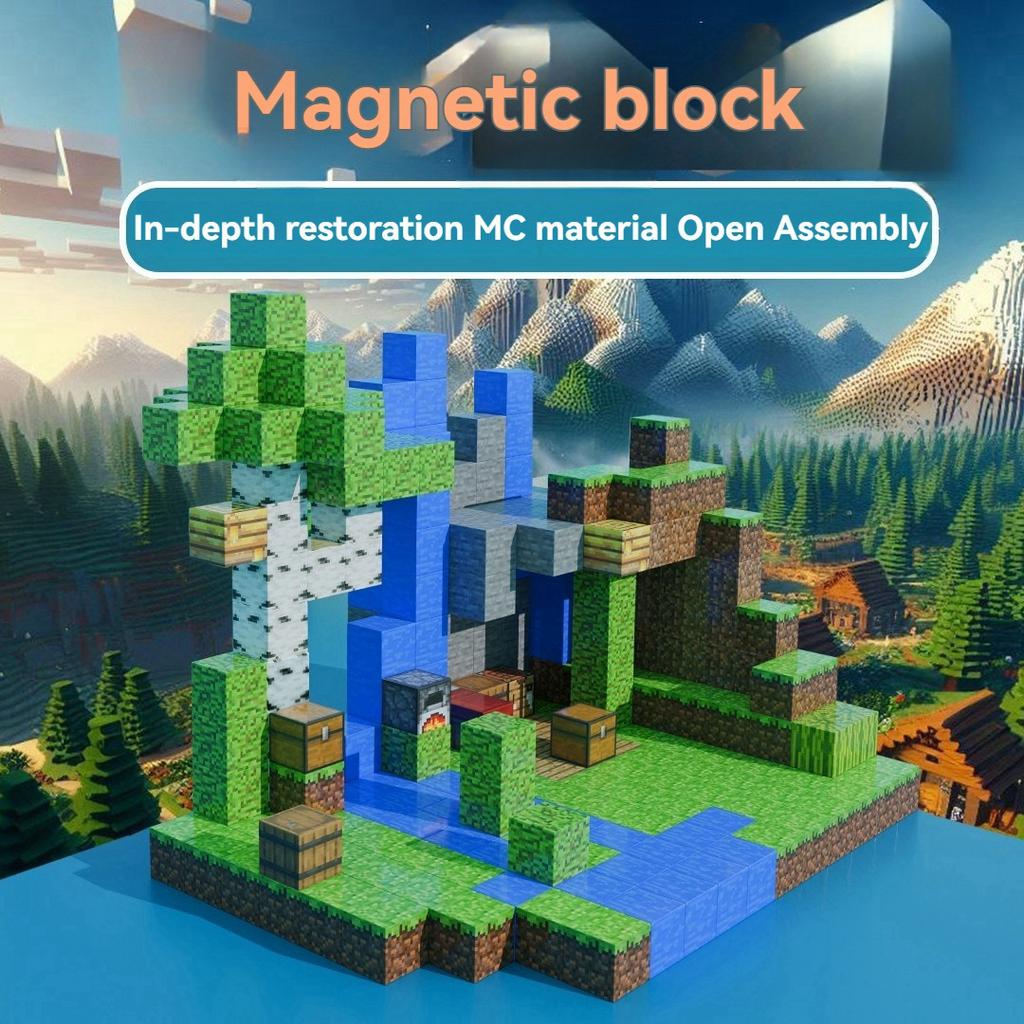 Magnetisk Mine Verden Kube Byggeklosser Magnet Ordsett for Gutter Jenter Alder 3+ DIY Modell Barn Puslespill Montering Leker Gaver