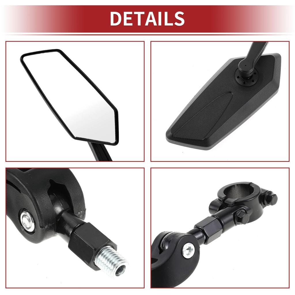 ACROPIX M10 Oglinzi Retrovizoare Motocicletă Montaj Oglindă Laterală Montaj Capăt Bar Reglabil Plastic Negru Formă Prismatică