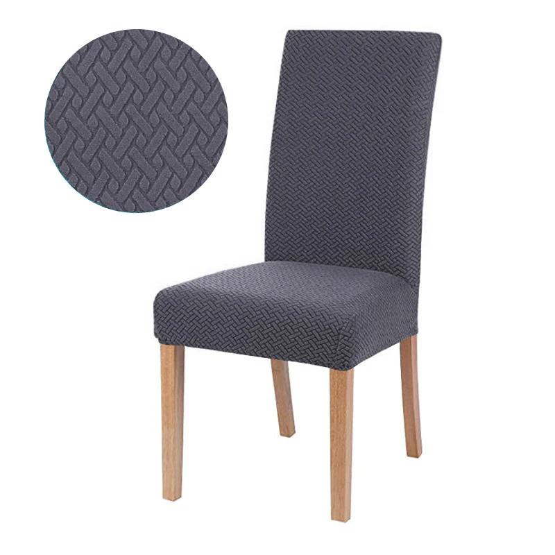 Jacquard Elastic Chair Cover For Dining Room Stretch Thick Kitchen Chair Covers For Dining Kitchen Hotel Wedding Banquet Decor