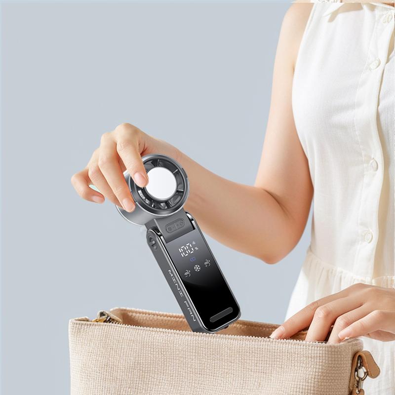 New 4000mAh Semiconductor Refrigeration Handheld Fan Turbine High-speed Violent Electric Fan Folding Neck Ice Pack Small Fan