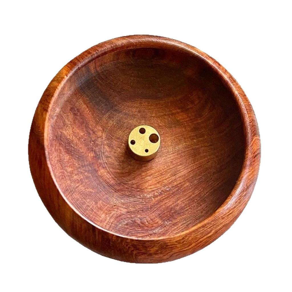 Mini Purple Sandalwood Incense Burner: Round Wooden Holder for Household Use