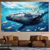 Diseño plano 2D 1 pieza de ballena temática marina y red de pesca adecuada para pancartas, accesorios para fotos de fiestas y decoraciones de eventos