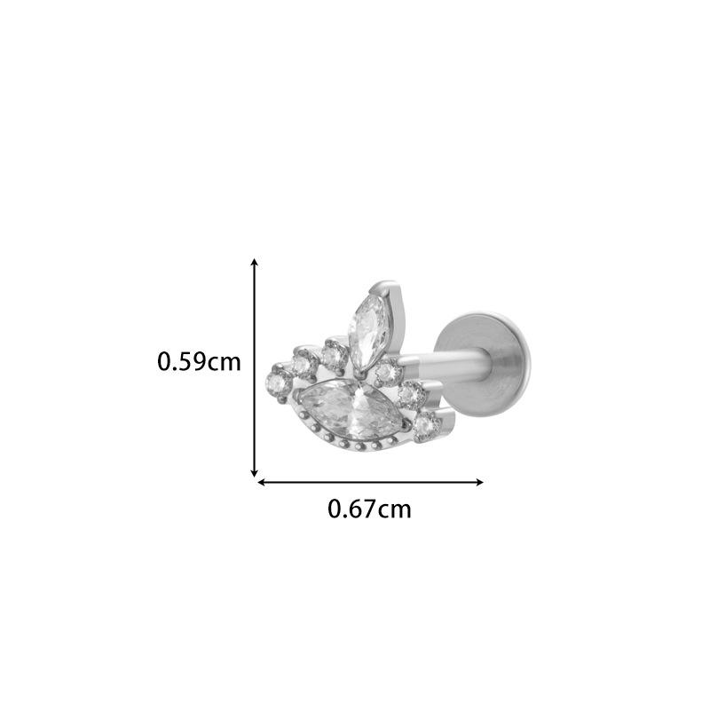 Henson F136 Titanium Micro-Paved Zirconia Heart Flat Back Internal Thread Cartilage & Lip Stud.