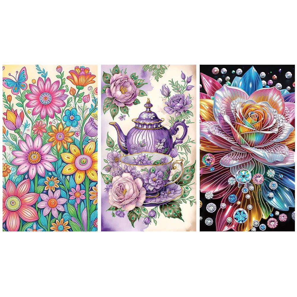 Flower 5D DIY Special Shape Crystal Partial Diamond Painting Kit Home Wall Decor