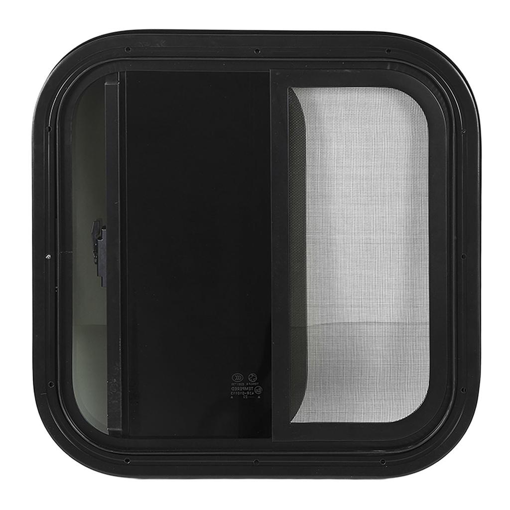 600x600mm RV Rounded Black Aluminium Alloy Sliding Window UV Resistant Removable Insect Screen for Caravan  RV
