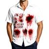 Men's Casual Short Sleeve Halloween Print Button Down Shirt