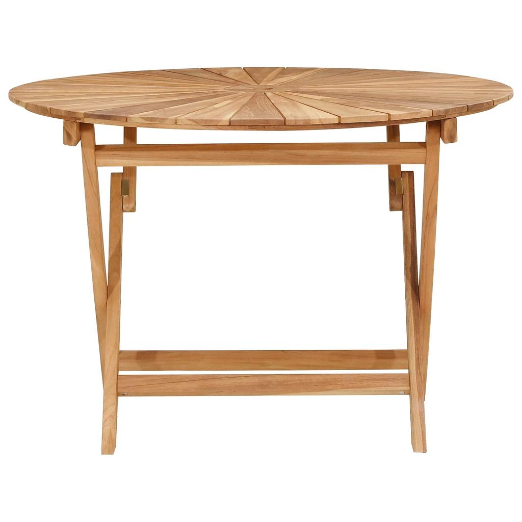 Folding Garden Table Natural Ø 110 X 75 Cm Solid Teak Wood