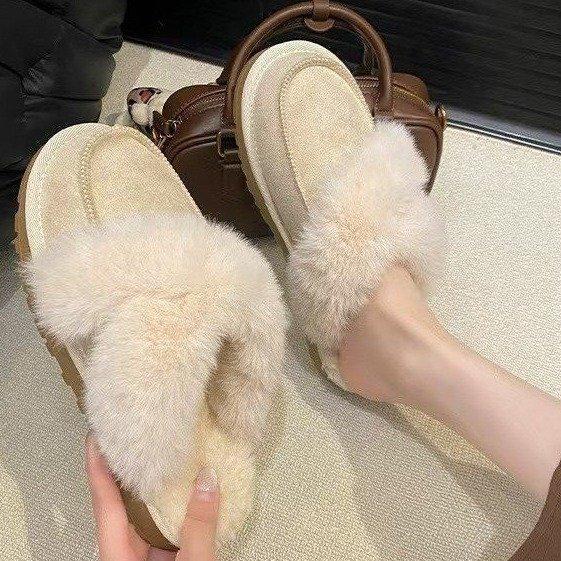Sangpo Xingxing Dragging Wool Bag Head Slippers Women Wear Thick-soled Sheepskin and Fur Integrated Leather Non-slip Snow Boots