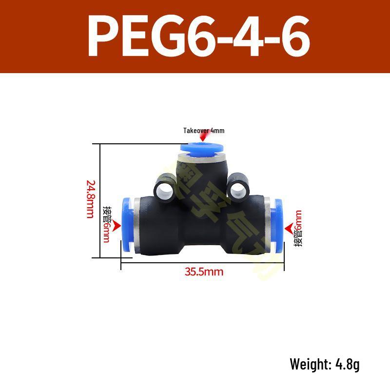 Pneumatická T-redukce rychlospojka pro PE trubky (4-14 mm)
