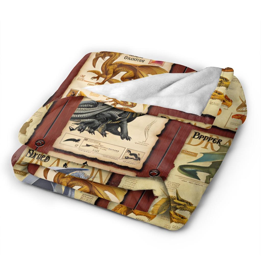 DND D&D Dragon Retro Super Warm Blanket  Child Plush Bedding Throws Novelty Couch Bed Flannel Bedspread Sofa Bed Cover
