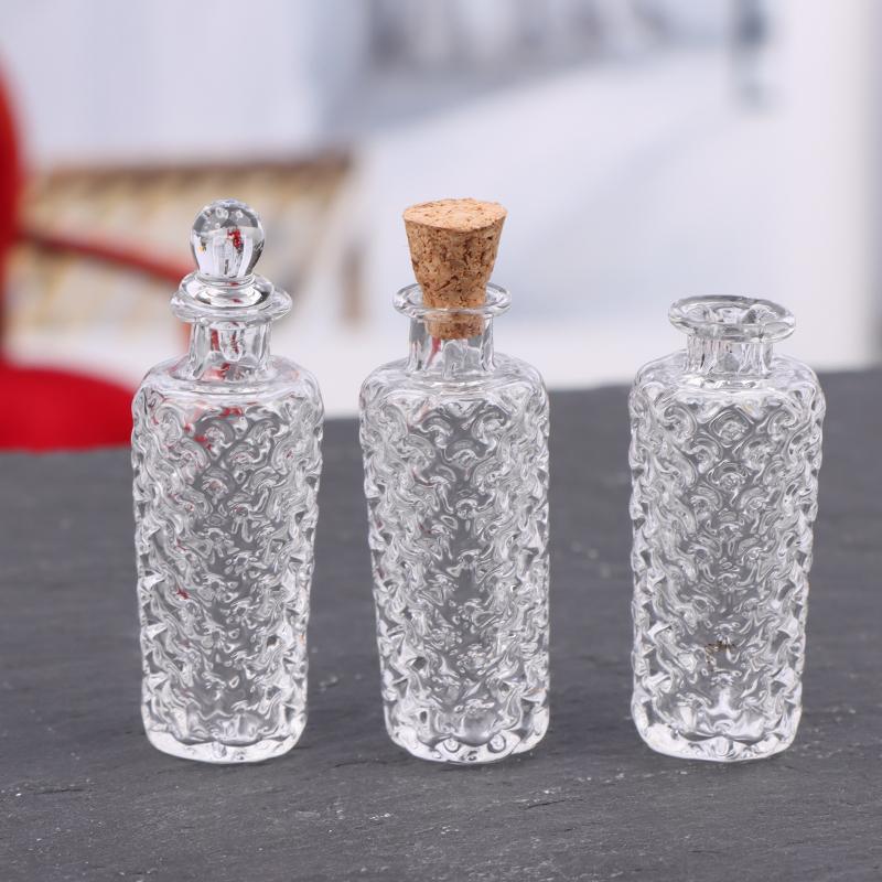 1:12 Dollhouse Miniature Glass Vase Dessert Cup Wine Bottle Wishing Bottle W/Corked Home Decor Toy Doll House Accessories