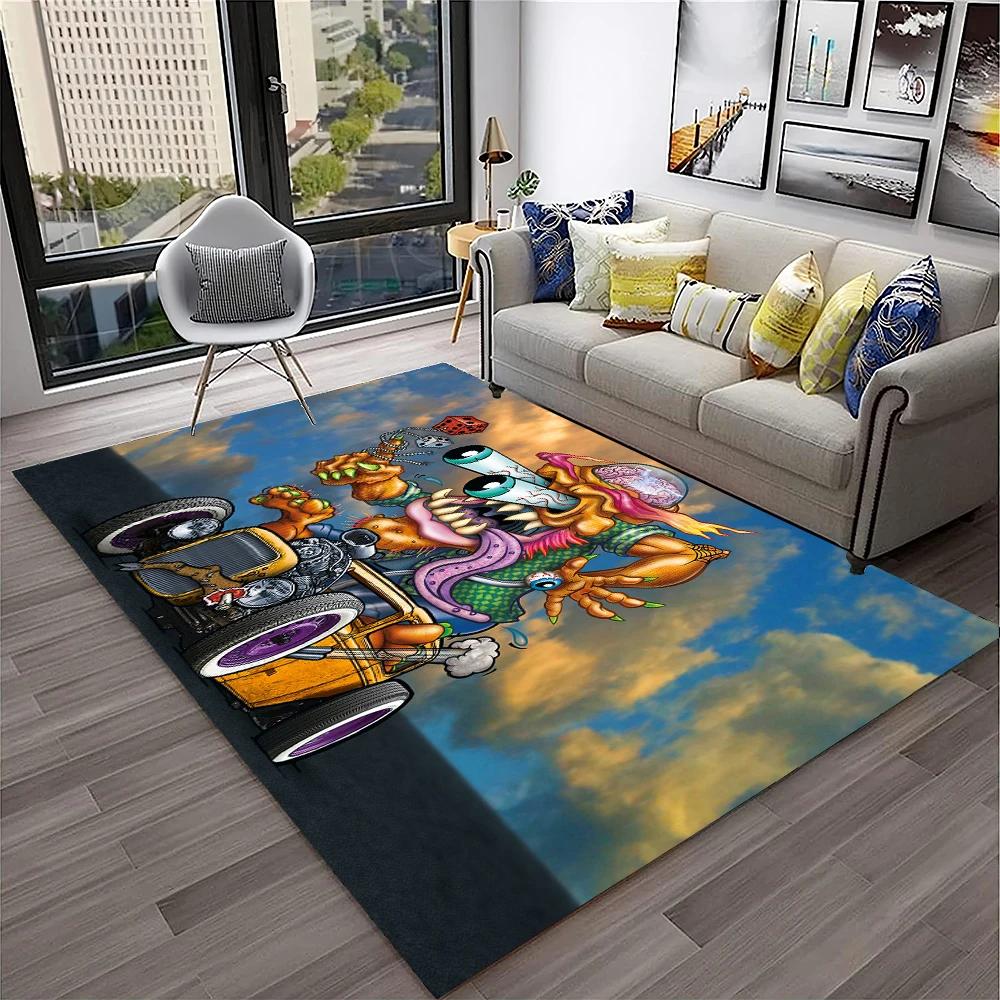3D Funny Rat Fink Cartoon Movie Carpet Rug for Home Living Room Bedroom Sofa Doormat Decor,kids Play Area Rug Non-slip Floor Mat