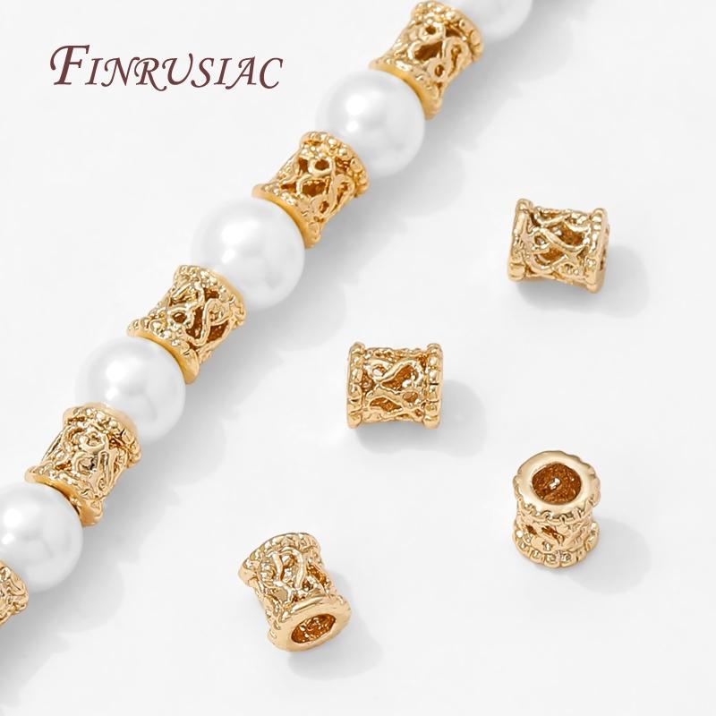 18K Gold Plated Brass Barrel Bead For Bracelets,Accessories For Beads,Metal Separator Beads,DIY Jewelry Making Supplies