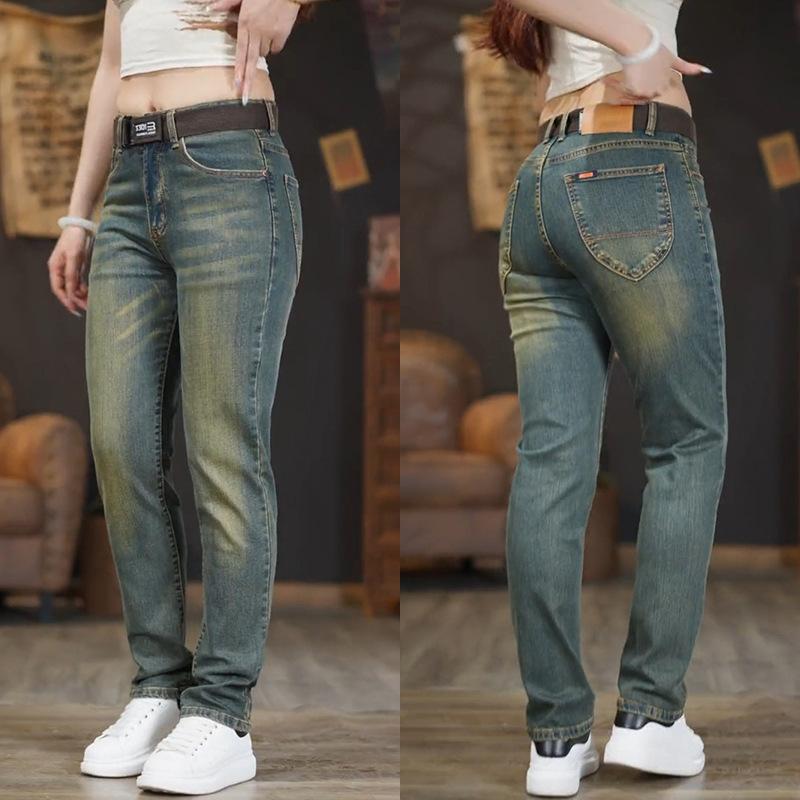Spring Autumn Brand Stretch Men Jeans Retro Slim Denim Trousers Fashion Casual Straight Blue Male Elastic Trousers