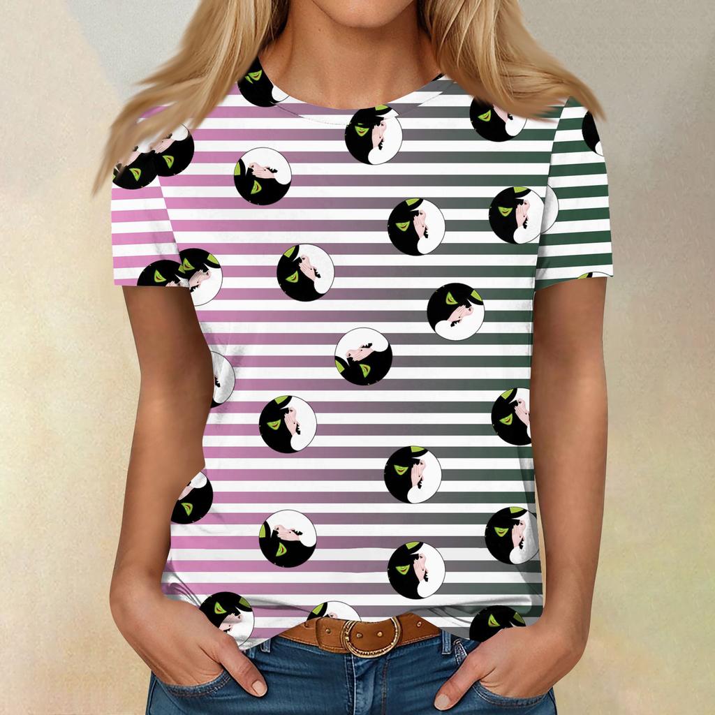 Women's Casual Fashion Cartoon Print Short-Sleeve Top/T-Shirt