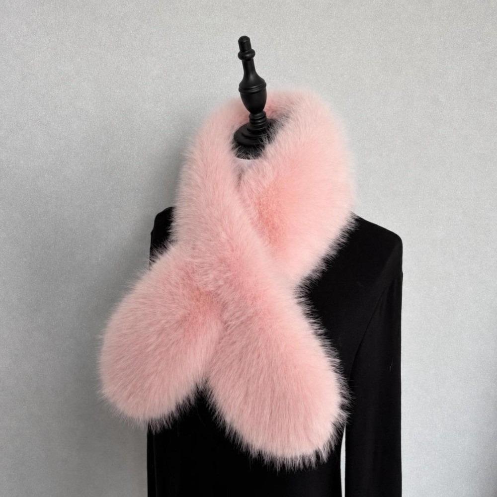 Faux Fox Fur Cross Scarf Thick Fur Neck Warmer Winter Warm Plush Scarf Autumn Winter
