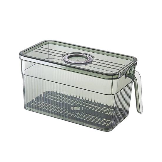 Refrigerator Storage Box with Handle Easy Pull Out Organizer Dry Wet Separation Date Timer Freshness Preservation Container