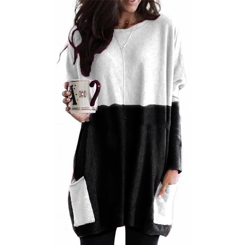 Tralounry Women Pullover Fall Winter Long Sleeve Pockets T-Shirt Tralounry Women Pullover Fall Winter Long Sleeve Pockets T-Shirt