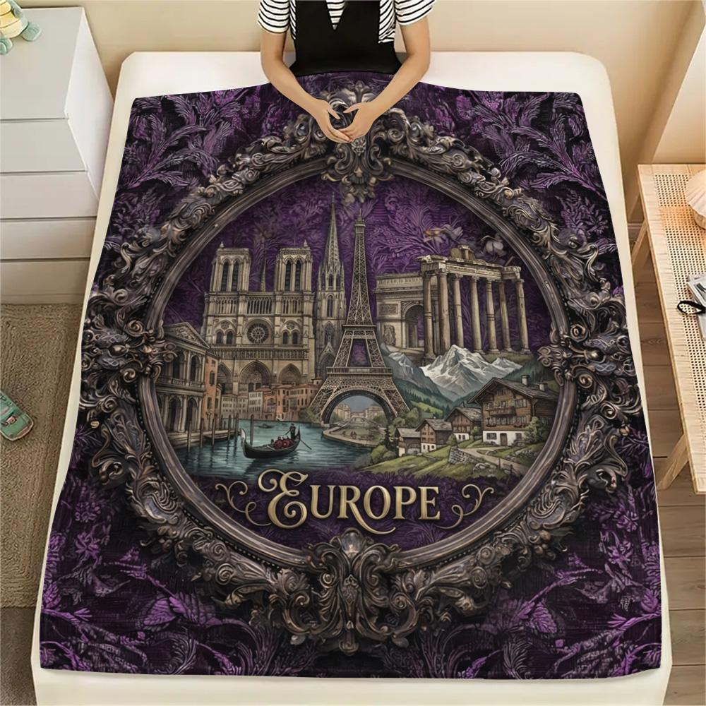 1Pc Alien Earth Print Flannel Blanket, High Quality Comfortable for All Seasons, Home Decor, Warmth and Comfort, Perfect for Christmas Gifts
