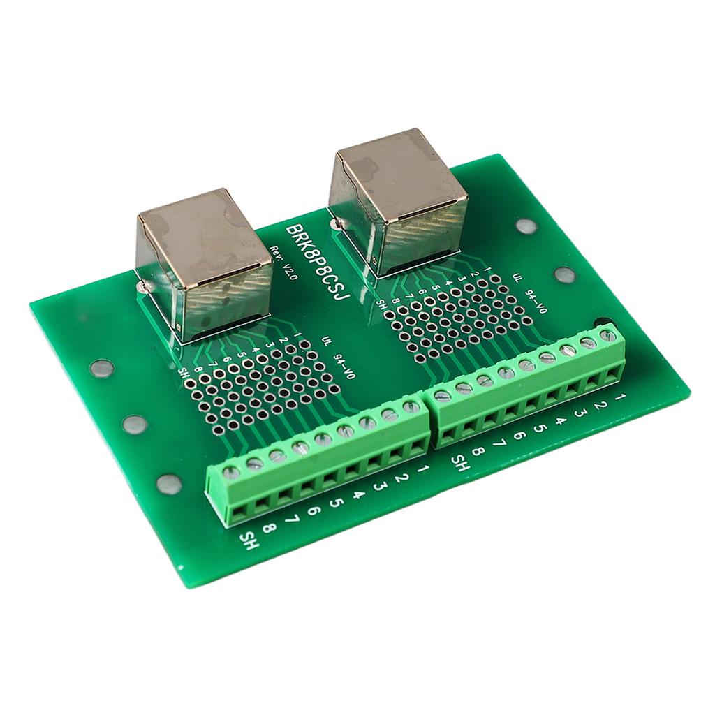RJ45 Ethernet Connector Breakout Board Dual Network Port Input Screw Terminal Board with Bracket
