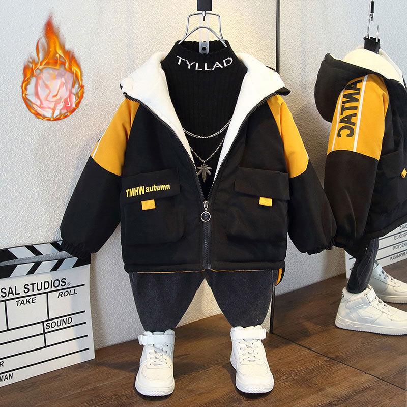 

Детская одежда, осенние и зимние модели для мальчиков, толстые вельветовые куртки, куртки для детей старшего возраста 140 чёрный